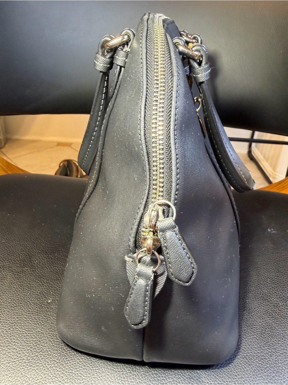 Coach F25671 Peyton Crossgrain Patent Leather Domed Satchel Purse Bag Black - Picture 11 of 16